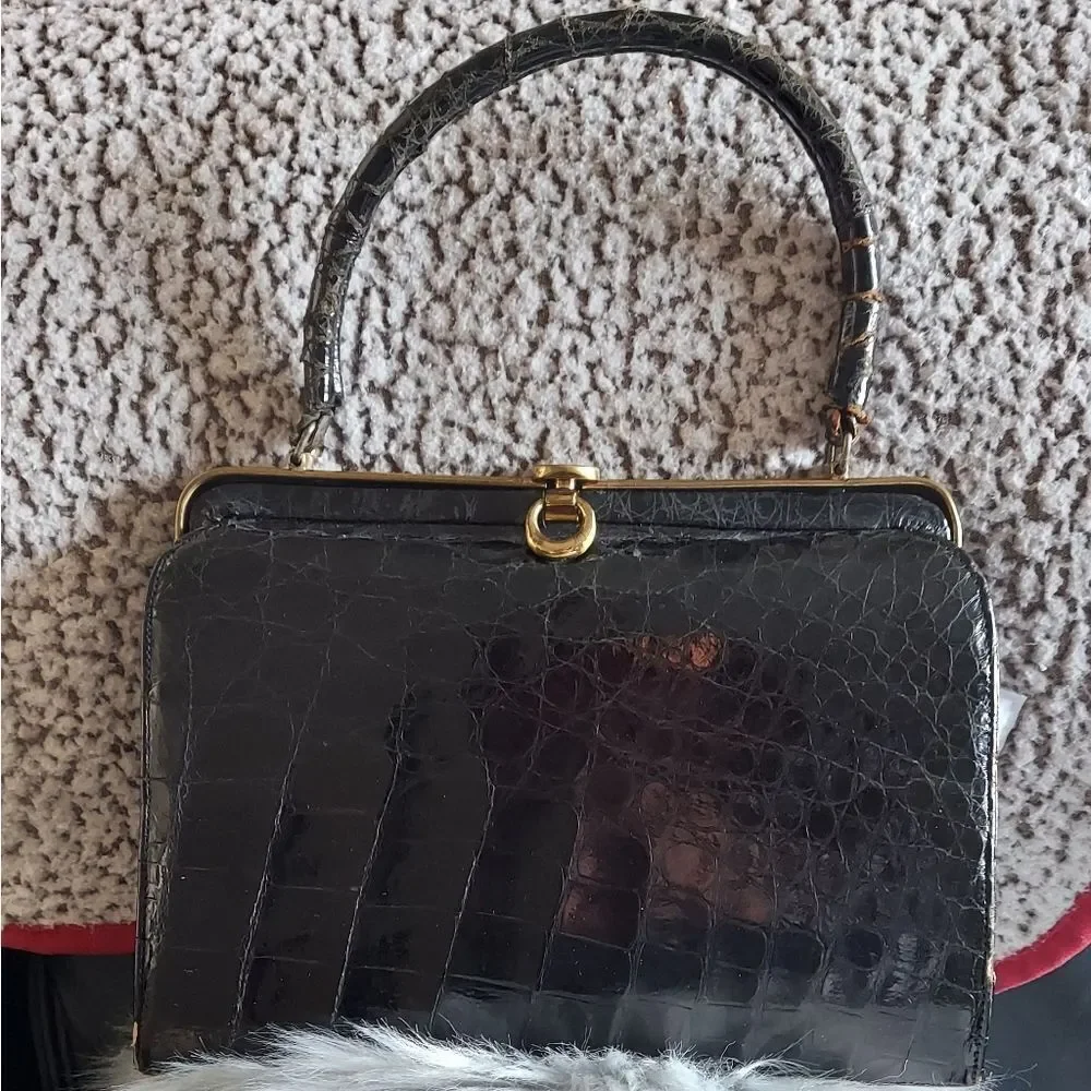Vintage Reptile Purse Distressed - Picture 1 of 13